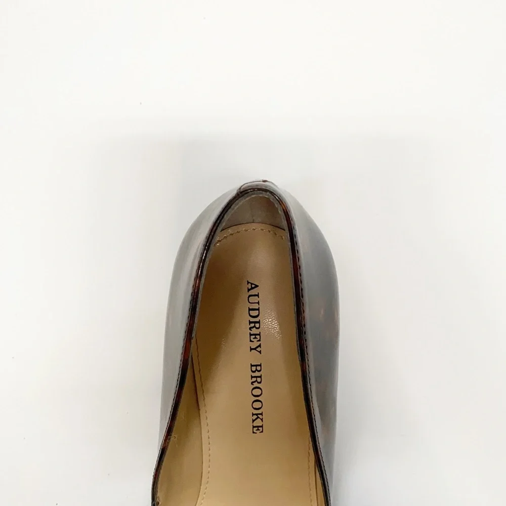 Audrey Brooke Tortoise and Suede Wedge Heels